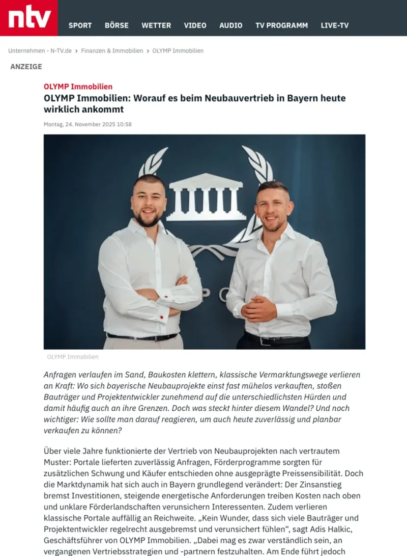 OLYMP Immobilien – Unternehmensdarstellung (n-tv)